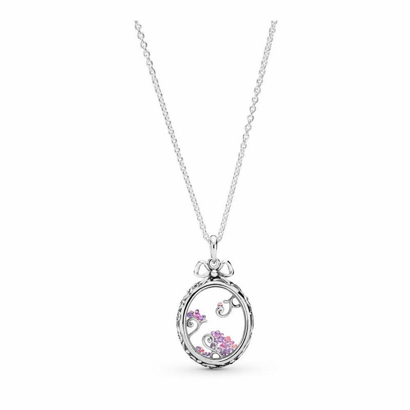 Pandora Locket Of Dazzle Necklace - Sterling Silver/Silicone/Pink/Cubic Zirconia - Canada | NQ6844MA